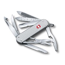 Нож-брелок VICTORINOX Mini Champ Alox, 58 мм, 15 функций, алюминиевая рукоять, серебристый