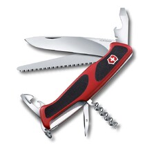 Нож перочинный VICTORINOX RangerGrip 55, 130 мм, 12 функций, с фиксатором лезвия, красный с чёрным
