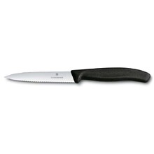 Нож для овощей VICTORINOX SwissClassic, лезвие 10 см с волнистой кромкой, чёрный