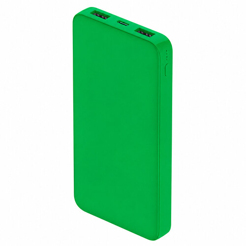 Внешний аккумулятор Polus, 10000 Mah, софт-тач покрытие, зеленый