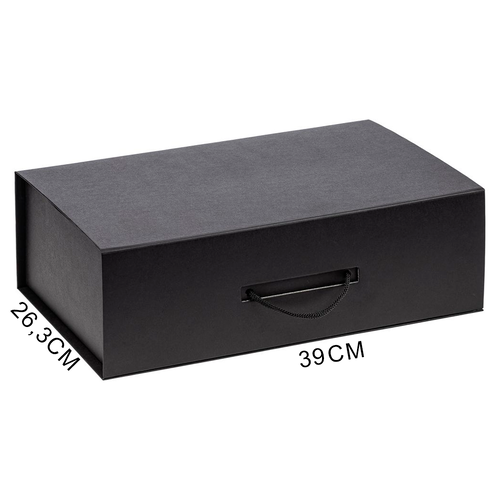 Подарочная коробка, размер 39*26,3*11 см, Solution Prestige Big Case Soft с магнитным клапаном и ручкой , черная
