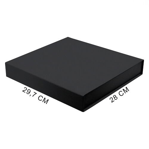 Подарочная коробка, размер 29,7*28,0*4,5 см, Solution Prestige Magnum Linen с магнитным клапаном, черная, с ложементом из поролона