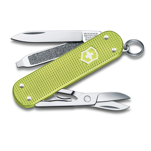 Нож-брелок VICTORINOX Classic SD Alox Colors "Lime Twist", 58 мм, 5 функций, светло-зелёный