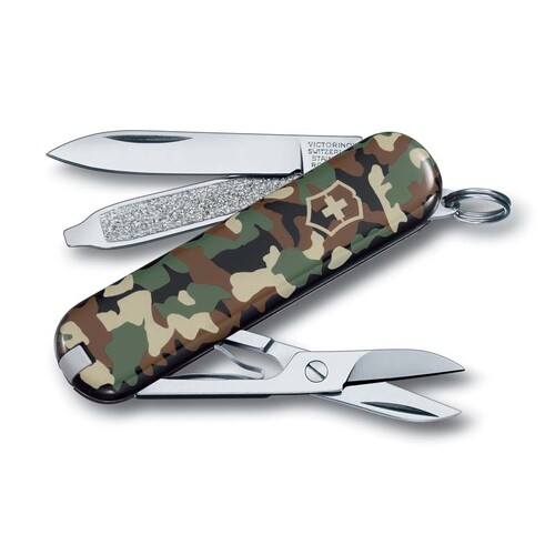 Нож-брелок VICTORINOX Classic SD "Camouflage", 58 мм, 7 функций, зелёный камуфляж