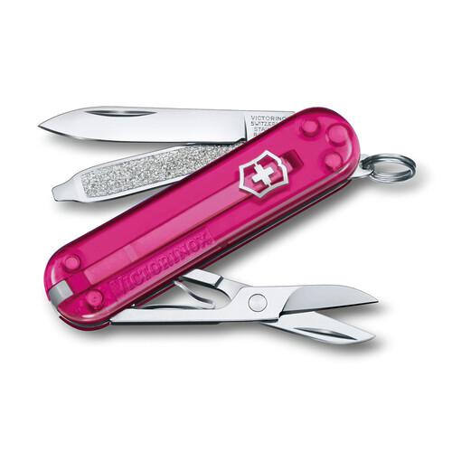 Нож-брелок VICTORINOX Classic SD Colors "Cupcake Dream", 58 мм, 7 функций, полупрозрачный розовый