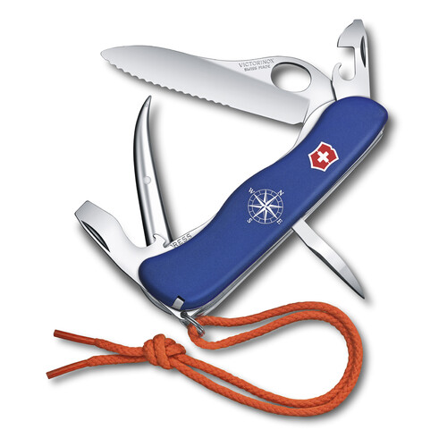 Нож перочинный VICTORINOX Skipper Pro, 111 мм, 12 функций, с фиксатором лезвия, со шнурком, синий