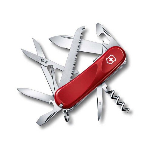Нож перочинный VICTORINOX Evolution S17, 85 мм, 15 функций, с фиксатором лезвия, красный