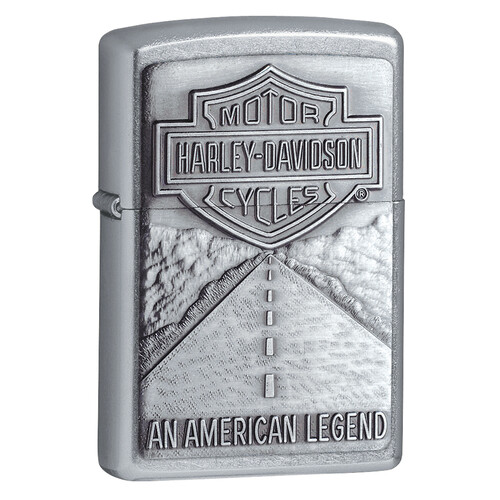 Зажигалка ZIPPO Харлей Дэвидсон с покрытием поцарапанный хром | Harley-Davidson® Street Chrome, латунь/сталь, серебристая, 38x13x57мм