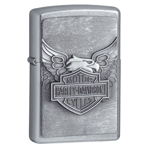 Зажигалка ZIPPO Харлей Дэвидсон с покрытием поцарапанный хром | Harley-Davidson® Street Chrome, латунь/сталь, серебристая, 38x13x57 мм