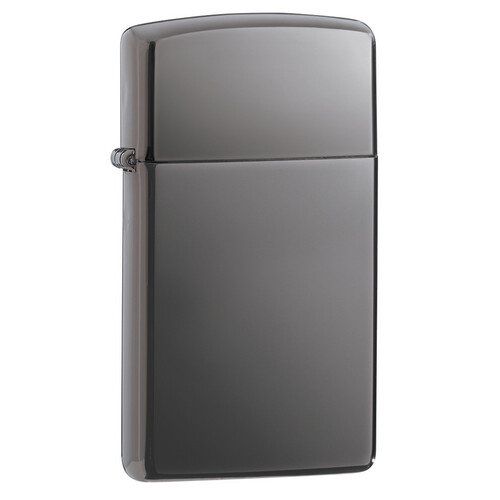 Зажигалка ZIPPO узкая с покрытием черный лед | Slim® Black Ice®, латунь/сталь, чёрная, глянцевая, 29x10x60 мм