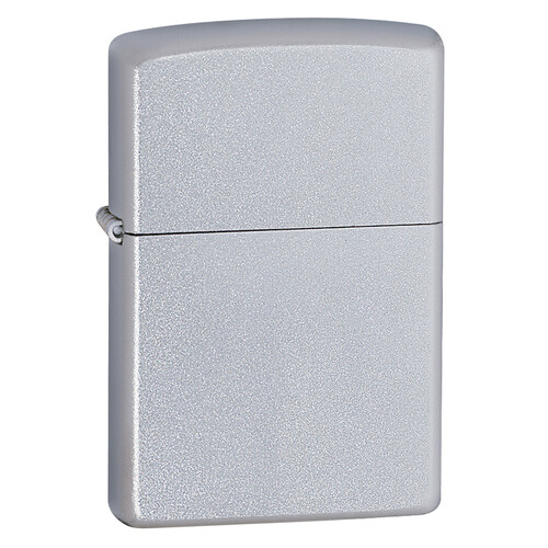 Зажигалка ZIPPO классическая с покрытием сатинированный хром | Classic Satin Chrome, латунь/сталь, серебристая, матовая, 38x13x57мм