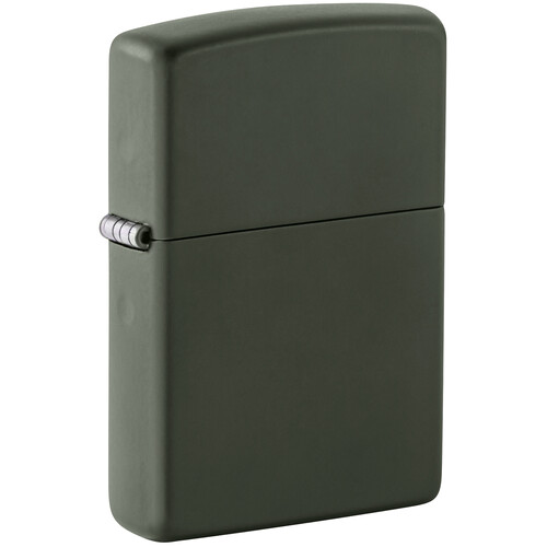 Зажигалка ZIPPO классическая с зеленым матовым покрытием | Classic Green Matte, латунь/сталь, зелёная, матовая, 38x13x57 мм