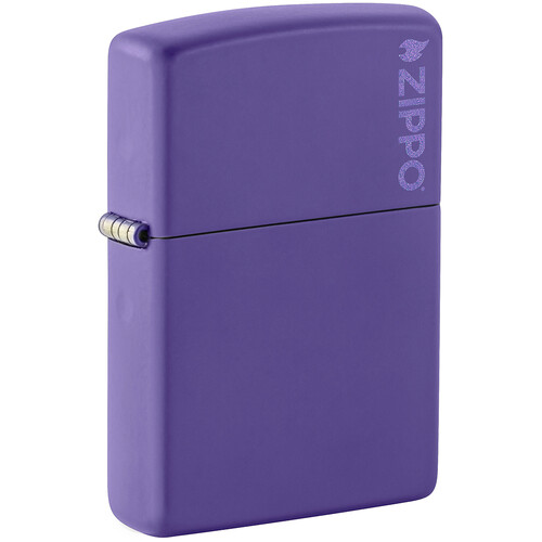 Зажигалка ZIPPO Логотип с фиолетовым матовым покрытием | Logo Purple Matte, латунь/сталь, фиолетовая, матовая, 38x13x57 мм