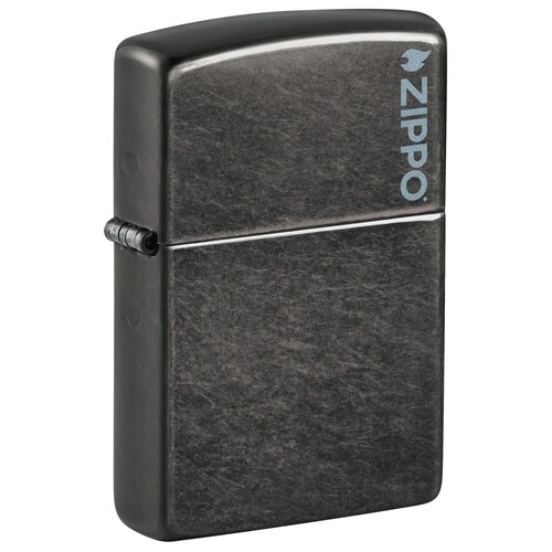 Зажигалка ZIPPO Логотип с темно-серым покрытием | Logo Gray Dusk, латунь/сталь, серая, матовая, 38x13x57 мм