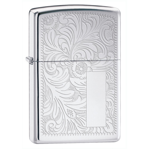 Зажигалка ZIPPO Венецианская с покрытием Глянцевый хром | Venetian® High Polish Chrome, латунь/сталь, серебристая, 38x13x57 мм