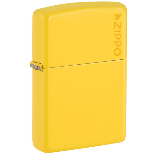 Зажигалка ZIPPO Логотип с покрытием цвета подсолнуха | Logo Sunflower, латунь/сталь, желтая, глянцевая, 38x13x57 мм