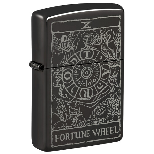Зажигалка ZIPPO Колесо фортуны с черным глянцевым покрытием | Wheel Of Fortune High Polish Black, латунь/сталь, черная, глянцевая, 38x13x57 мм