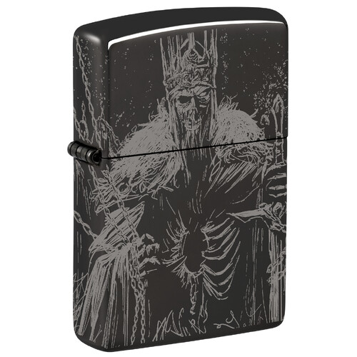 Зажигалка ZIPPO Король скелетов с черным глянцевым покрытием | Skull King High Polish Black, латунь/сталь, черная, глянцевая, 38x13x57 мм