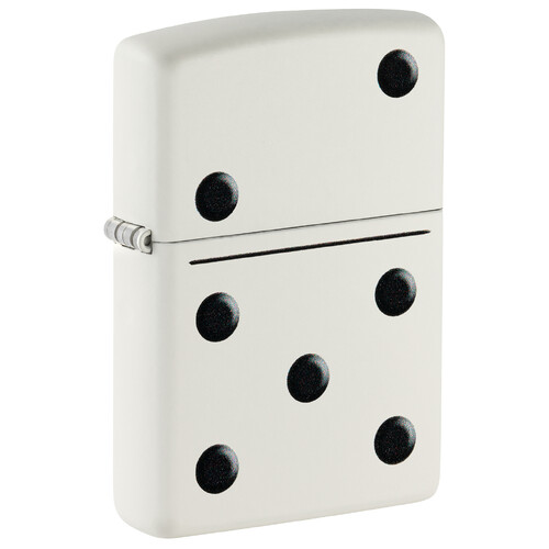 Зажигалка ZIPPO Домино с белым матовым покрытием | Domino Design White Matte, латунь/сталь, белая, матовая, 38x13x57 мм