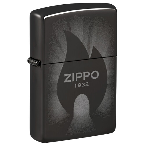 Зажигалка ZIPPO Источник света с черным глянцевым покрытием | Radiant High Polish Black, латунь/сталь, черная, глянцевая, 38x13x57 мм