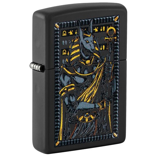 Зажигалка ZIPPO Бог Анубис с черным матовым покрытием | Anubis Black Matte, латунь/сталь, черная, 38x13x57 мм