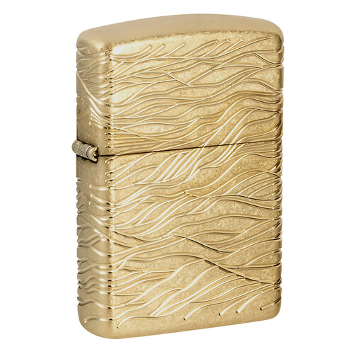 Зажигалка ZIPPO Armor® Волны роскоши с покрытием Искусственно состаренная латунь | Luxury Waves Tumbled Brass, латунь/сталь, золотистая, 38x13x57 мм