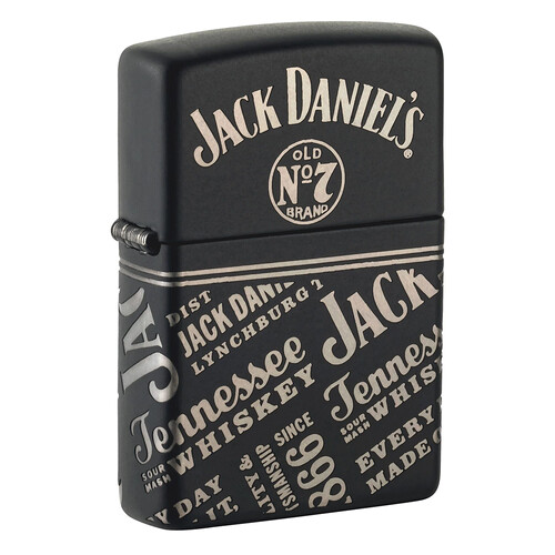 Зажигалка ZIPPO Джек Дэниэлс с черным матовым покрытием | Jack Daniel's Black Matte, латунь/сталь, разноцветная, 38x13x57 мм