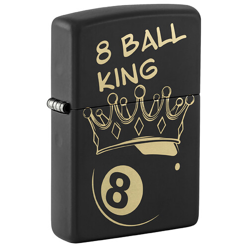 Зажигалка ZIPPO Чемпион по бильярду с черным матовым покрытием |Billiards Champion Design Black Matte, латунь/сталь, черная, 38x13x57 мм