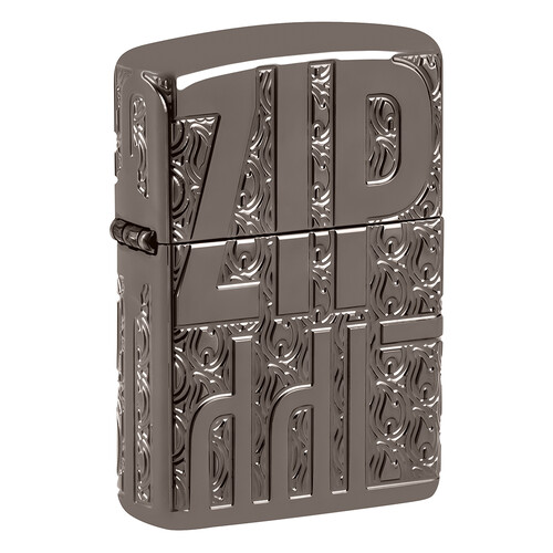 Зажигалка ZIPPO Реверсивная гравировка с покрытием черный лед | Armor® Reverse Carve Black Ice®, латунь/сталь, чёрная, глянцевая, 38x13x57 мм