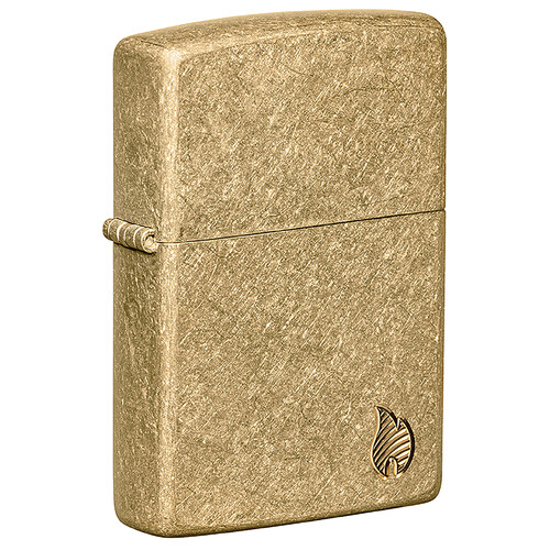 Зажигалка ZIPPO Armor® Пламя c покрытием Искусственно состаренная латунь | Flame Tumbled Brass, латунь/сталь, золотистая, 38x13x57 мм