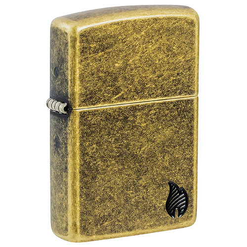 Зажигалка ZIPPO Armor® Пламя c покрытием античная латунь | Flame Antique Brass, латунь/сталь, золотистая, 38x13x57 мм