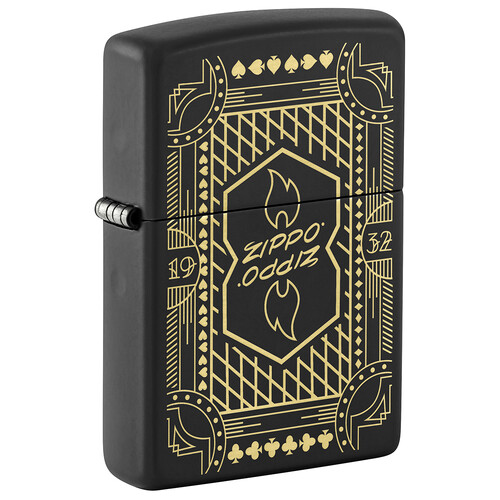 Зажигалка ZIPPO Линейный мотив с черным матовым покрытием | Lines Design Black Matte, латунь/сталь, черная, матовая, 38x13x57 мм