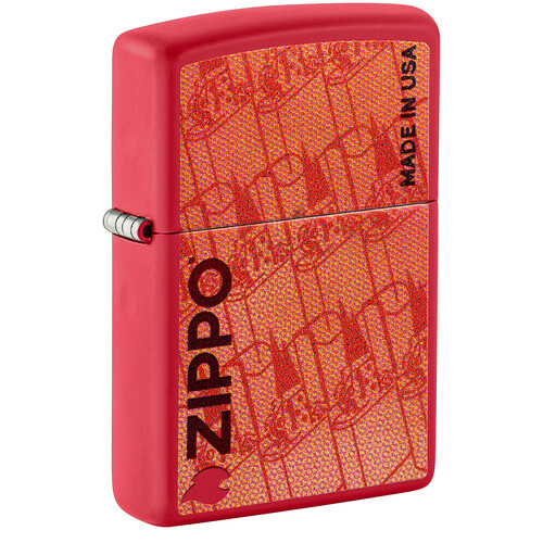 Зажигалка ZIPPO Сделано в США с красным матовым покрытием | Made in USA Design Red Matte, латунь/сталь, красная, 38x13x57 мм