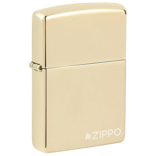 Зажигалка ZIPPO Логотип с покрытием цвета шампанского | Logo Champagne, латунь/сталь, золотистая, глянцевая, 38x13x57 мм
