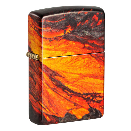 Зажигалка ZIPPO Поток лавы с покрытием Искусственно состаренная латунь на 540 | Lava Flow 540 Tumbled Brass, латунь/сталь, оранжевая, 38x13x57 мм