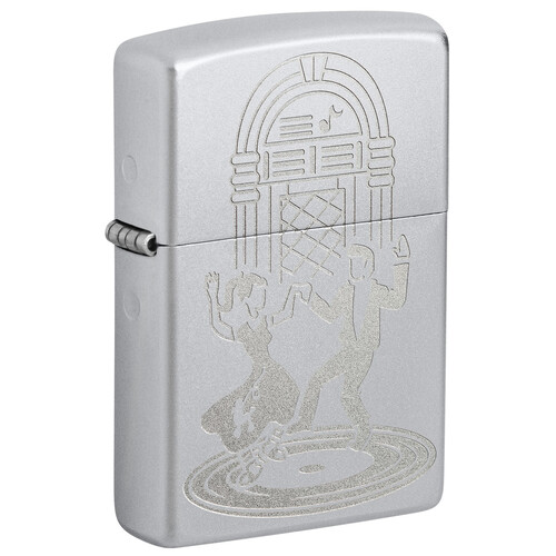 Зажигалка ZIPPO Старомодный танец с покрытием сатинированный хром | Vintage Dance Satin Chrome, латунь/сталь, серебристая, 38x13x57 мм