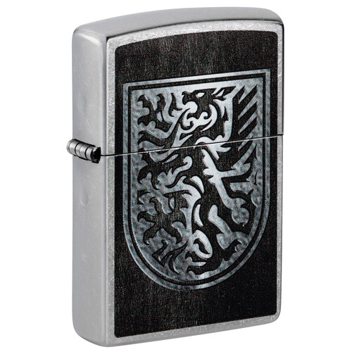 Зажигалка ZIPPO Дракон с покрытием поцарапанный хром | Dragon Design Street Chrome, латунь/сталь, серебристая, 38x13x57 мм