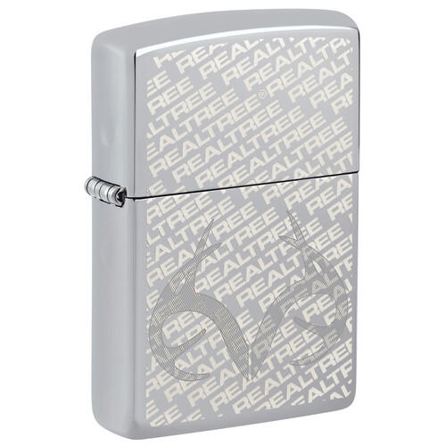 Зажигалка ZIPPO Олений рог и камуфляж с покрытием Глянцевый хром | Realtree Antler Design High Polish Chrome, латунь/сталь, серебристая, 38x13x57 мм