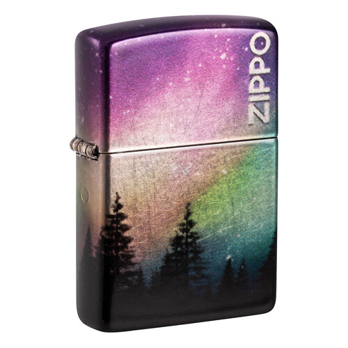 Зажигалка ZIPPO Красочное небо с покрытием Искусственно состаренный хром | Colorful Sky 540 Tumbled Chrome, латунь/сталь, разноцветная, 38x13x57 мм