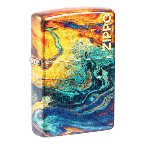 Зажигалка ZIPPO Цветная с покрытием Искусственно состаренная латунь на 540 | Colorful Design 540 Tumbled Brass, латунь/сталь, разноцветная, 38x13x57мм