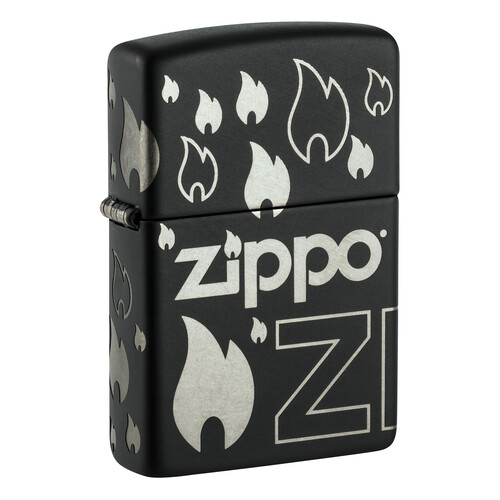 Зажигалка ZIPPO Традиционный дизайн с черным матовым покрытием | Zippo Design Black Matte, латунь/сталь, черная, матовая, 38x13x57 мм
