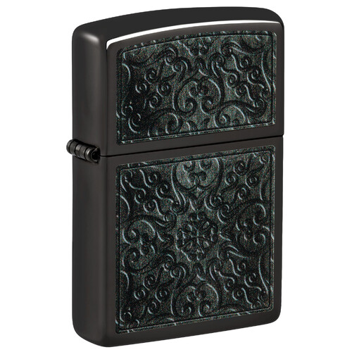 Зажигалка ZIPPO Узор с черным глянцевым покрытием | Pattern High Polish Black, латунь/сталь, черная, глянцевая, 38x13x57 мм