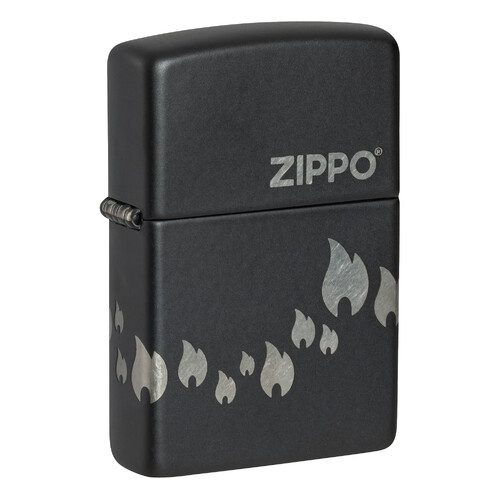 Зажигалка ZIPPO Традиционный дизайн с черным матовым покрытием | Zippo Design Black Matte, латунь/сталь, черная, матовая, 38x13x57 мм