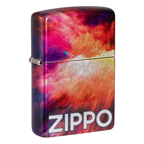 Зажигалка ZIPPO Яркие переливы с покрытием Искусственно состаренный хром на 540 | Tie Dye 540 Tumbled Chrome, латунь/сталь, разноцветная, 38x13x57 мм