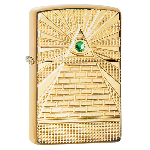Зажигалка ZIPPO Armor™ Всевидящее око с покрытием Глянцевая латунь | Eye of Providence High Polish Brass, латунь/сталь, золотистая, 38x13x57 мм