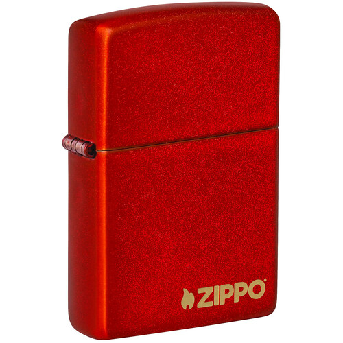 Зажигалка ZIPPO Логотип с металлизированным красным покрытием | Logo Metallic Red, латунь/сталь, красная, матовая, 38x13x57 мм