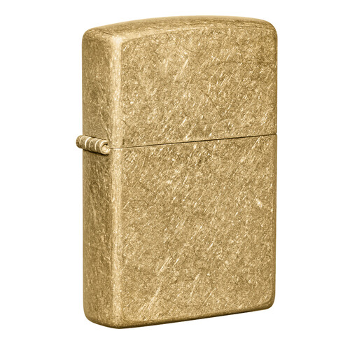 Зажигалка ZIPPO классическая с покрытием Искусственно состаренная латунь | Classic Tumbled Brass, латунь/сталь, золотистая, матовая, 38x13x57 мм