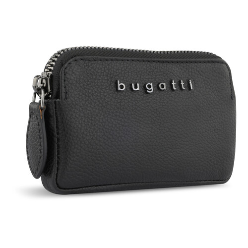 Ключница BUGATTI БЕЛЛА | BELLA, чёрная, воловья кожа/полиэстер, 12х1,5х7 см