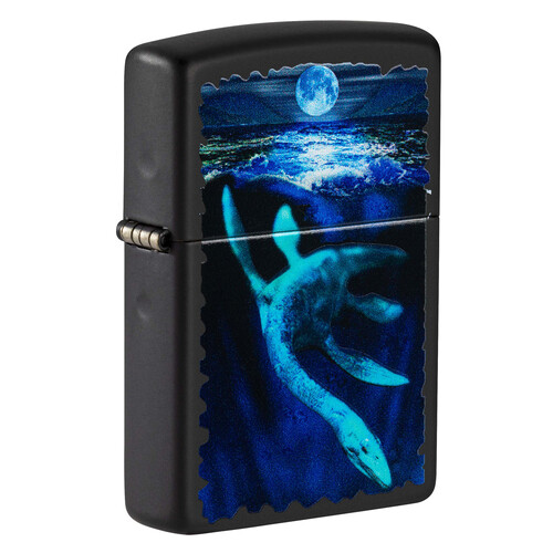 Зажигалка ZIPPO Лох-Несское чудовище с покрытием черный свет | Lock Ness Black Light, латунь/сталь, черная, матовая 38x13x57 мм
