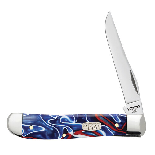 Нож перочинный ZIPPO Patriotic Kirinite Smooth Mini Trapper, 89 мм, синий + ЗАЖИГАЛКА ZIPPO 207